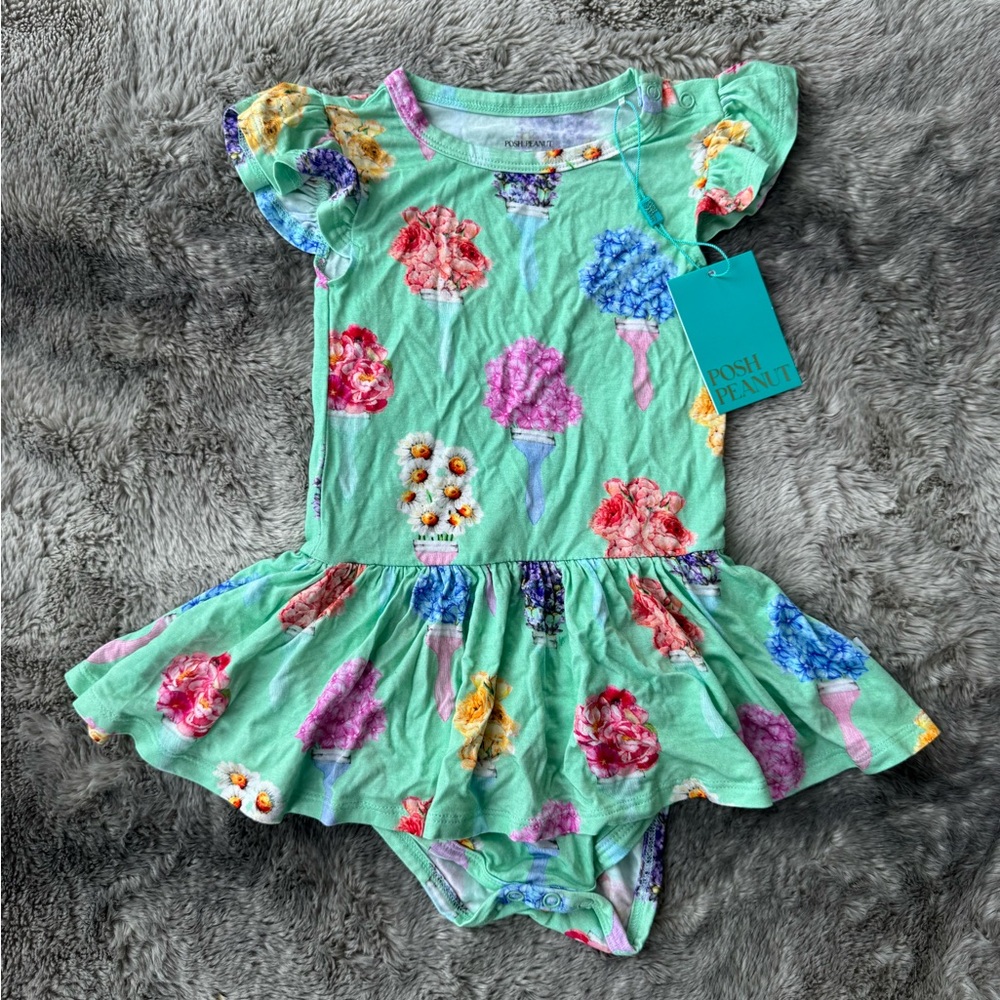 Posh Peanut Rene paint brush short sleeve bodysuit twirl